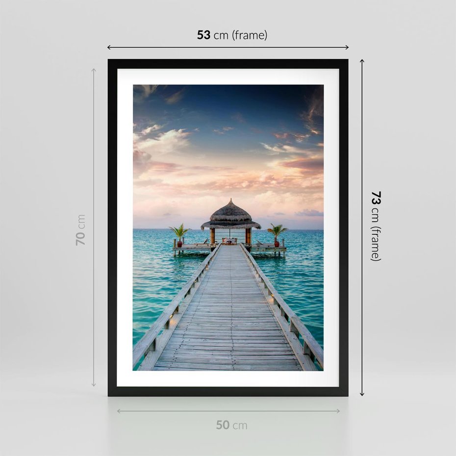 Plakat w ramie 50x70 - Morski Pomost - morze, pomost - rama czarna