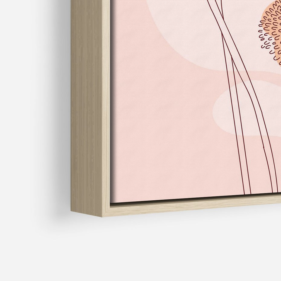 Obraz w ramie 70x100 - Rozkwitające Emocje - minimalistyczny plakat, pudrowe kwiaty - rama drewno