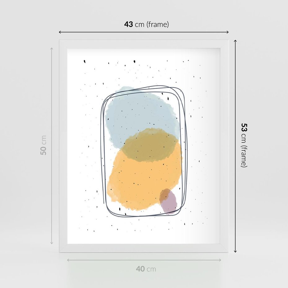 Plakat w ramie 40x50 - Wibracje Linii - abstrakcyjna kompozycja, jak ręcznie malowana - rama biała
