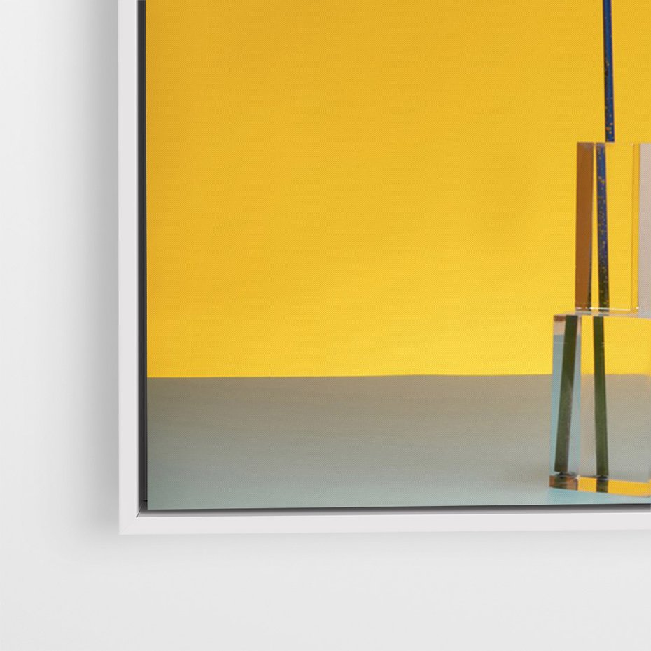 Obraz w ramie 80x120 - Niebiańskie liście - liść, liście - rama biała