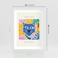 Plakat w ramie 30x40 - Kolorowe Spektrum - abstrakcyjny plakat, niebieski kot - rama biała