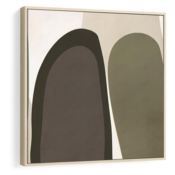 Obraz w ramie 50x50 - Fale w Zieleni - abstrakcyjne kształty, zgaszona zieleń - rama drewno