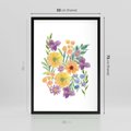 Plakat w ramie 50x70 - Kwiatowe Wibracje - akwarelowe polne kwiaty, minimalistyczny plakat - rama czarna