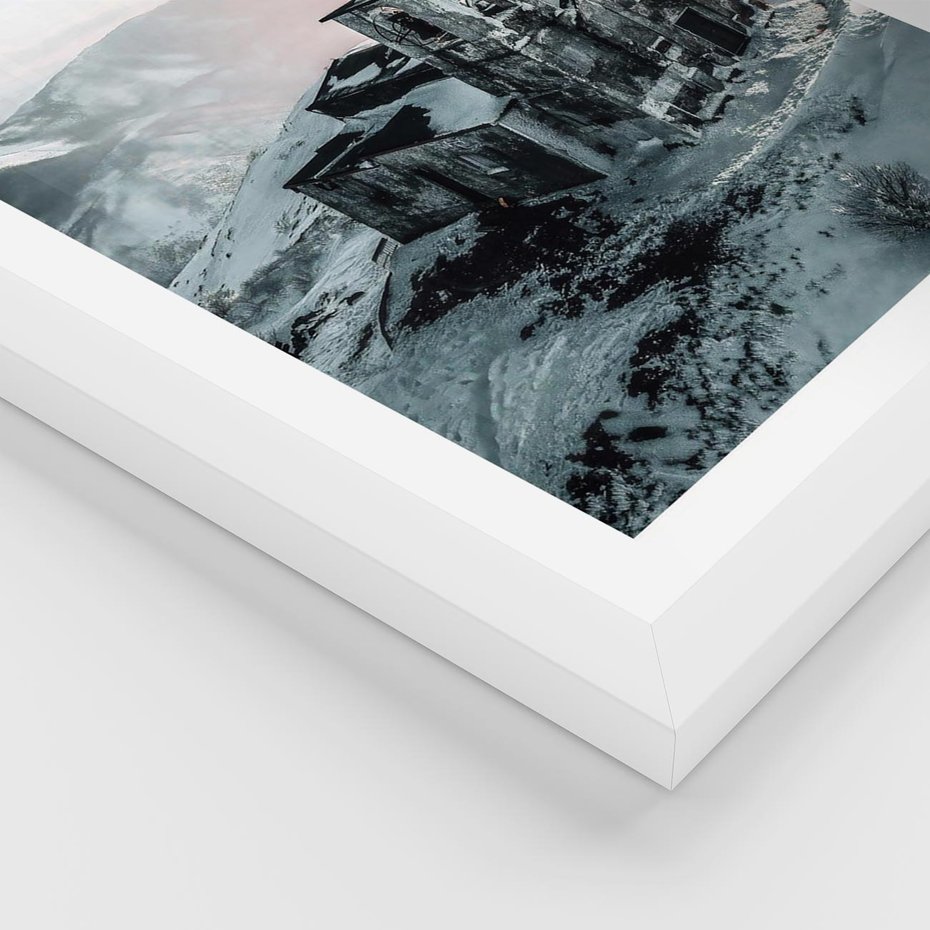 Plakat w ramie 50x70 - Stary Kościół w Górach - stary kościół, ruiny - rama biała