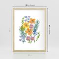 Plakat w ramie 30x40 - Migocące Widoki Kwiatów - akwarelowe polne kwiaty, minimalistyczny plakat - rama drewno