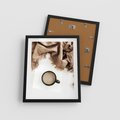Plakat w ramie 40x50 - Kompozycja z Brązowym Kocem i Czarną Kawą - kompozycja, brązowy koc - rama czarna