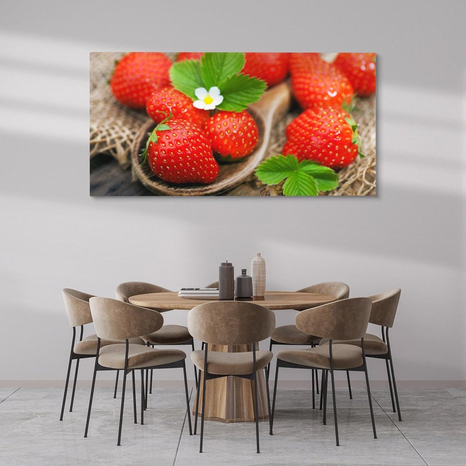 Obraz na płótnie 140x70 - Truskawki: owocowa ekstaza - truskawki, owoce