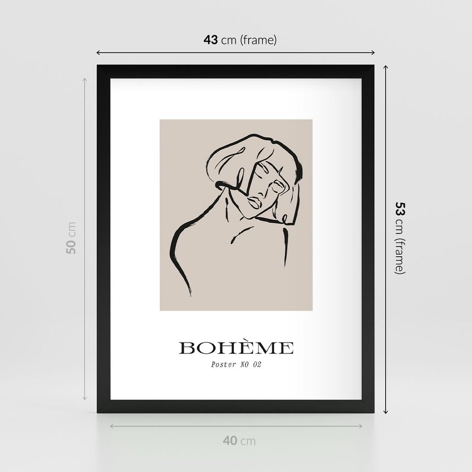 Plakat w ramie 40x50 - Echa Nieznanych Konturów - boho plakat, typografia - rama czarna