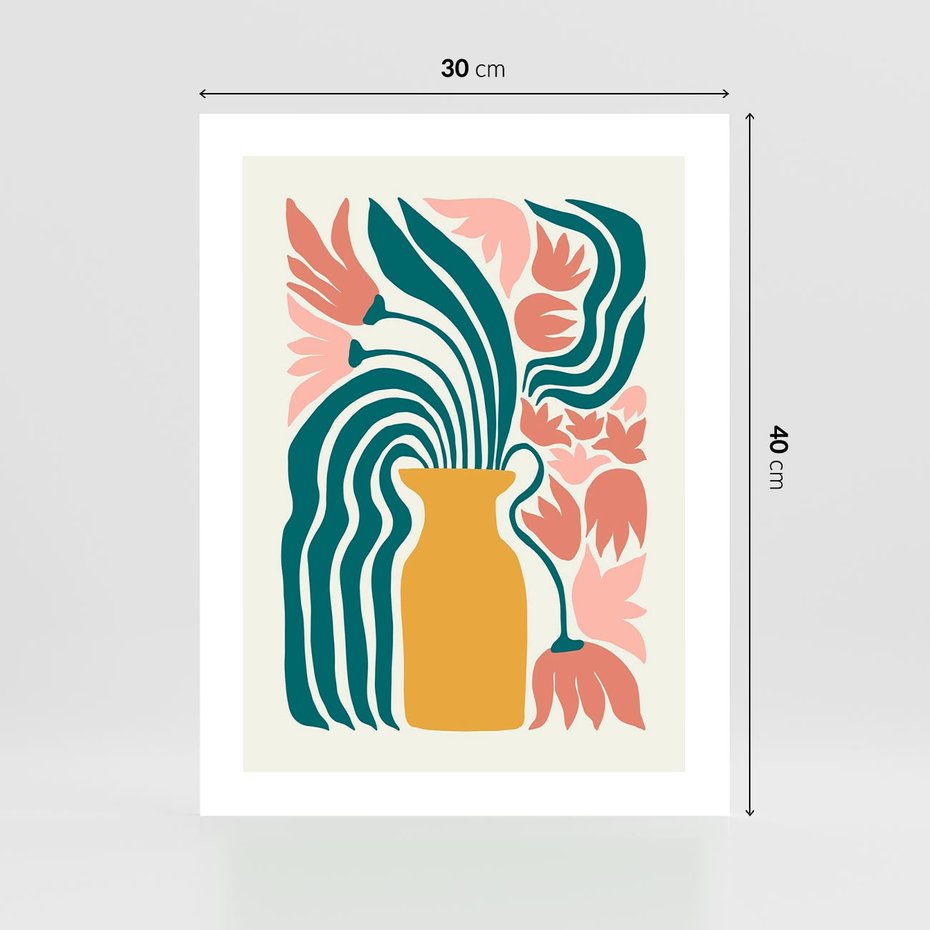 Plakat bez ramy 30x40 - Kolorowe Pasmo - abstrakcyjne kwiaty w wazonie, pdastelowe kolory