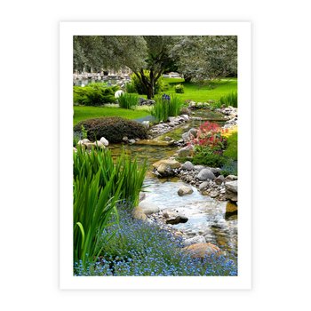 Plakat bez ramy 21x30 - Ogródowy Strumyk - strumyk, ogród