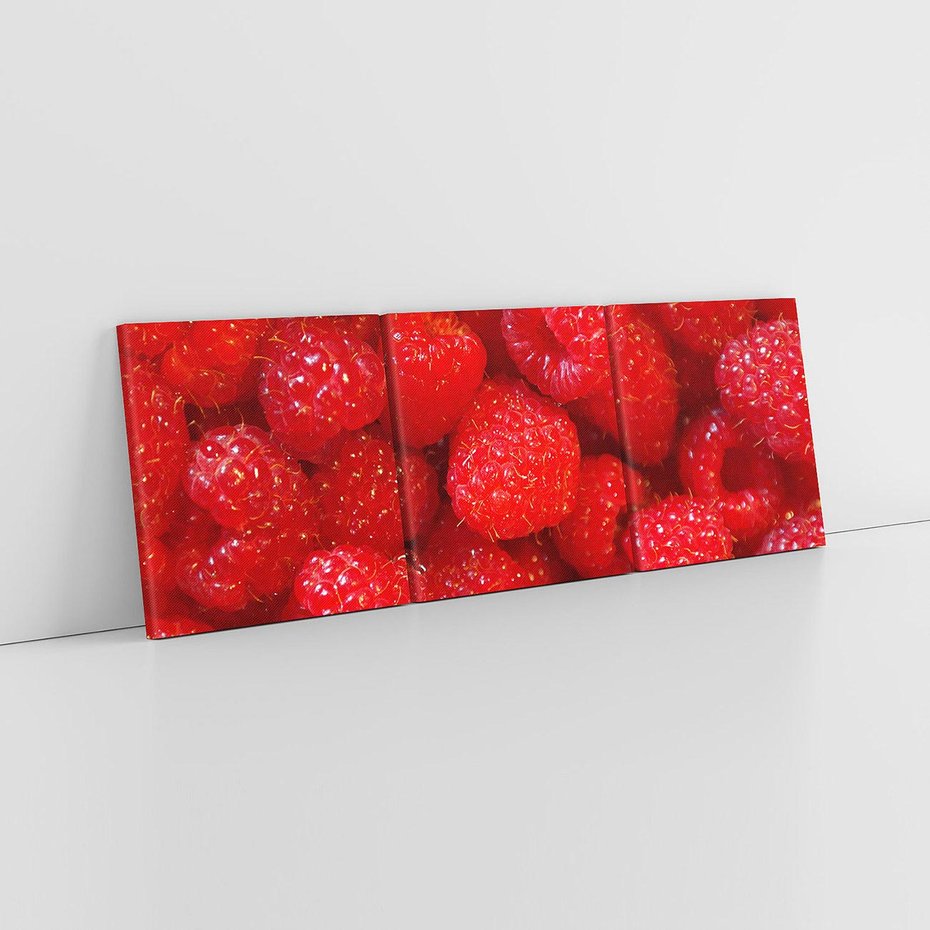 Obraz na płótnie 150x50 - "Maliny - Owocowy Raj - maliny, owoce