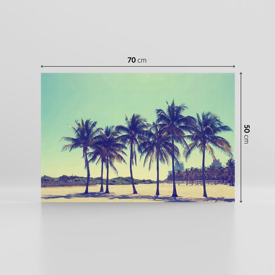 Obraz na płótnie 70x50 - Idylliczna Plaża z Palmami - palmy, plaża