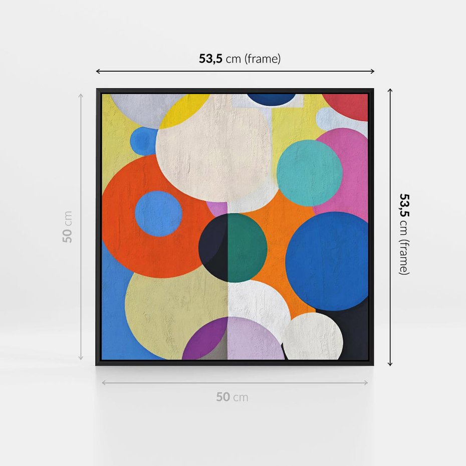 Obraz w ramie 50x50 - Tajemnicze Odbicia Czasu - abstrakcyjne geometryczne kształty, olejny obraz - rama czarna