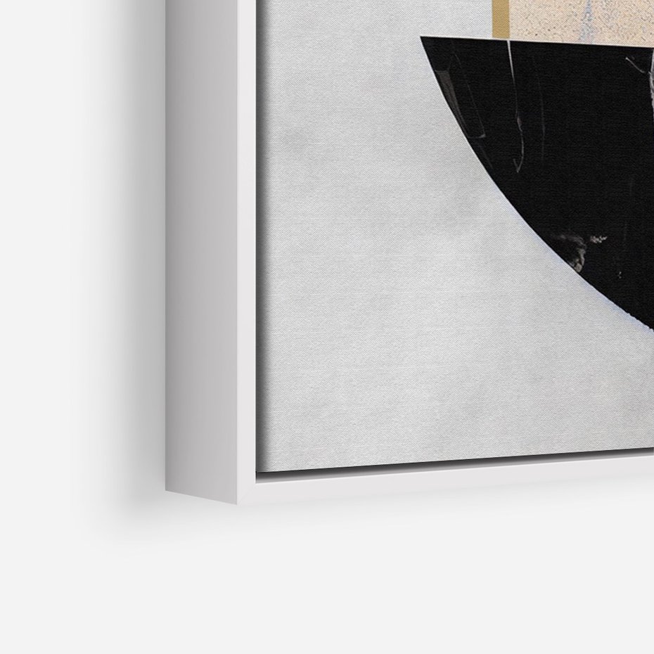 Obraz w ramie 80x120 - Biało-Czarne Formy - nowoczesna geometria, koło - rama biała