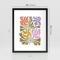 Plakat w ramie 40x50 - Rozplątane Wizje - abstrakcyjne kolorowe kwiaty, minimlizm - rama czarna