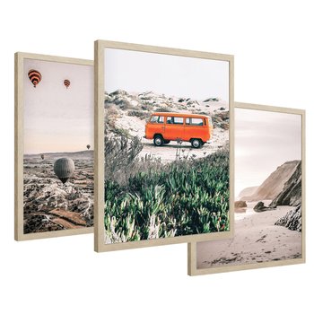 Zestaw obrazy w ramie 40x50 galeria - Boho, wan, pustynia, balony - rama drewno