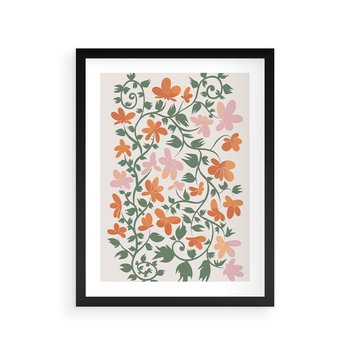 Plakat w ramie 50x70 - Kwiatowa Refleksja - kwiaty polne, plakat - rama czarna