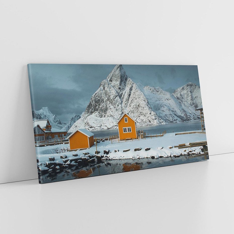 Obraz na płótnie 120x60 - Minimalizm i Urok Natury - skandynawskie, domki