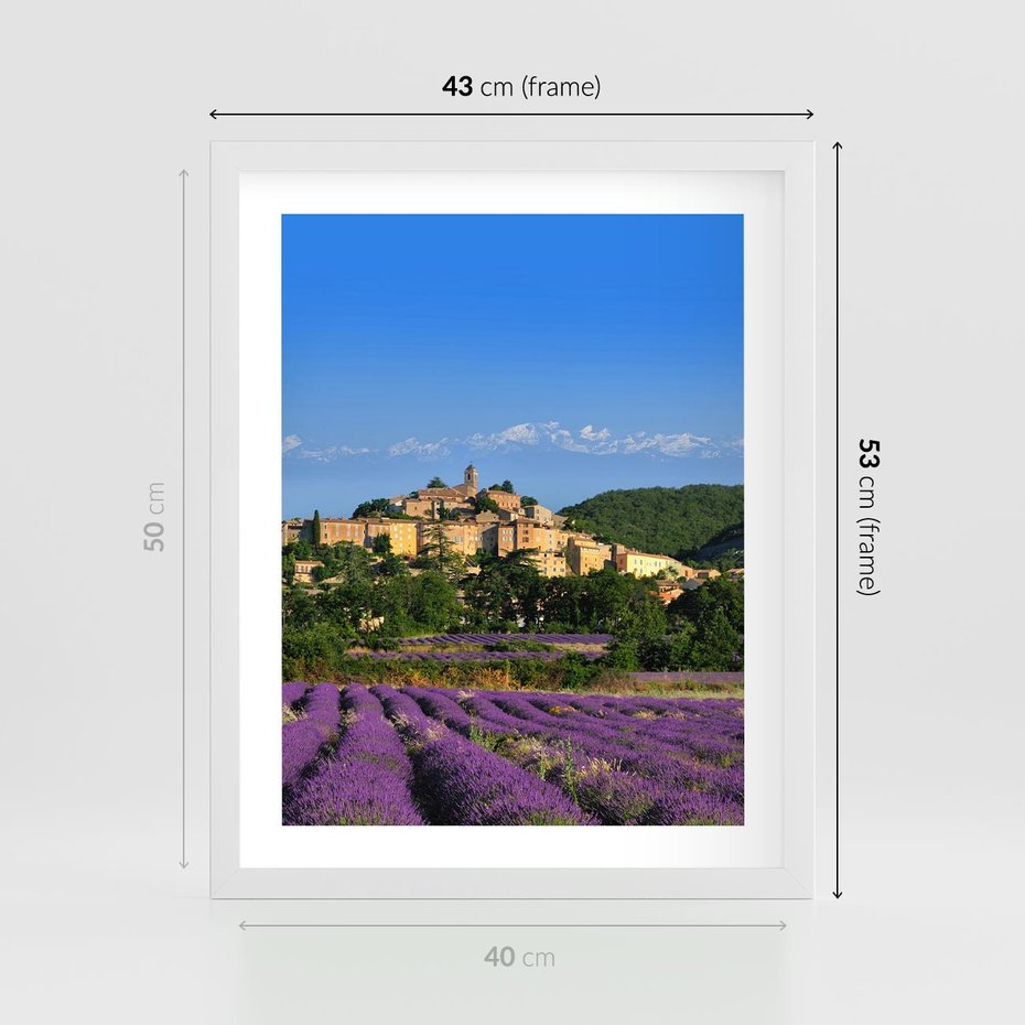 Plakat w ramie 40x50 - Prowansalska Aura - lawenda, Prowansja - rama biała