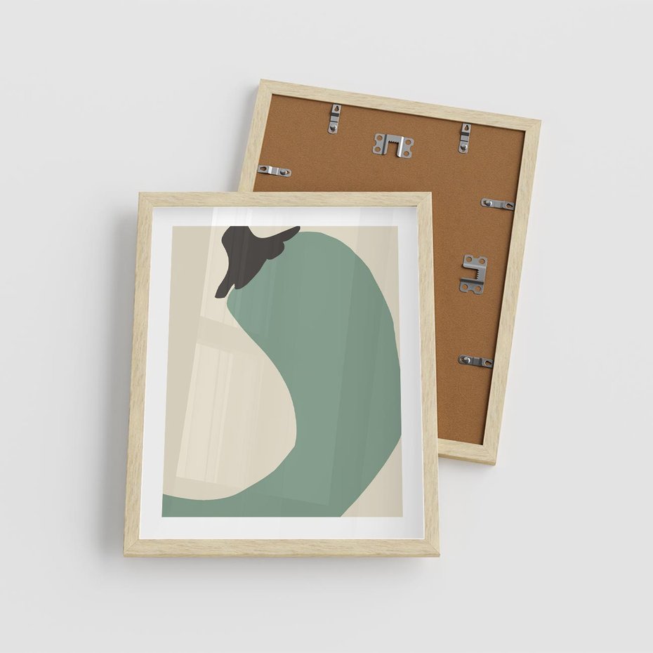 Plakat w ramie 40x50 - Granice Akwareli - abstrakcyjny minimalistyczny obraz, zielona papryczka - rama drewno