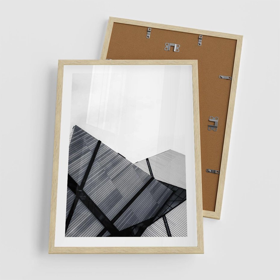 Plakat w ramie 50x70 - Nowoczesna Metropolia - architektura, proste linie - rama drewno