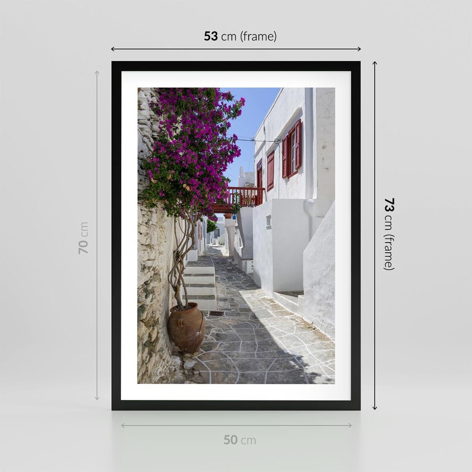 Plakat w ramie 50x70 - Perspektywiczna Uliczka: Miejski Labirynt - uliczka, perspektywa - rama czarna