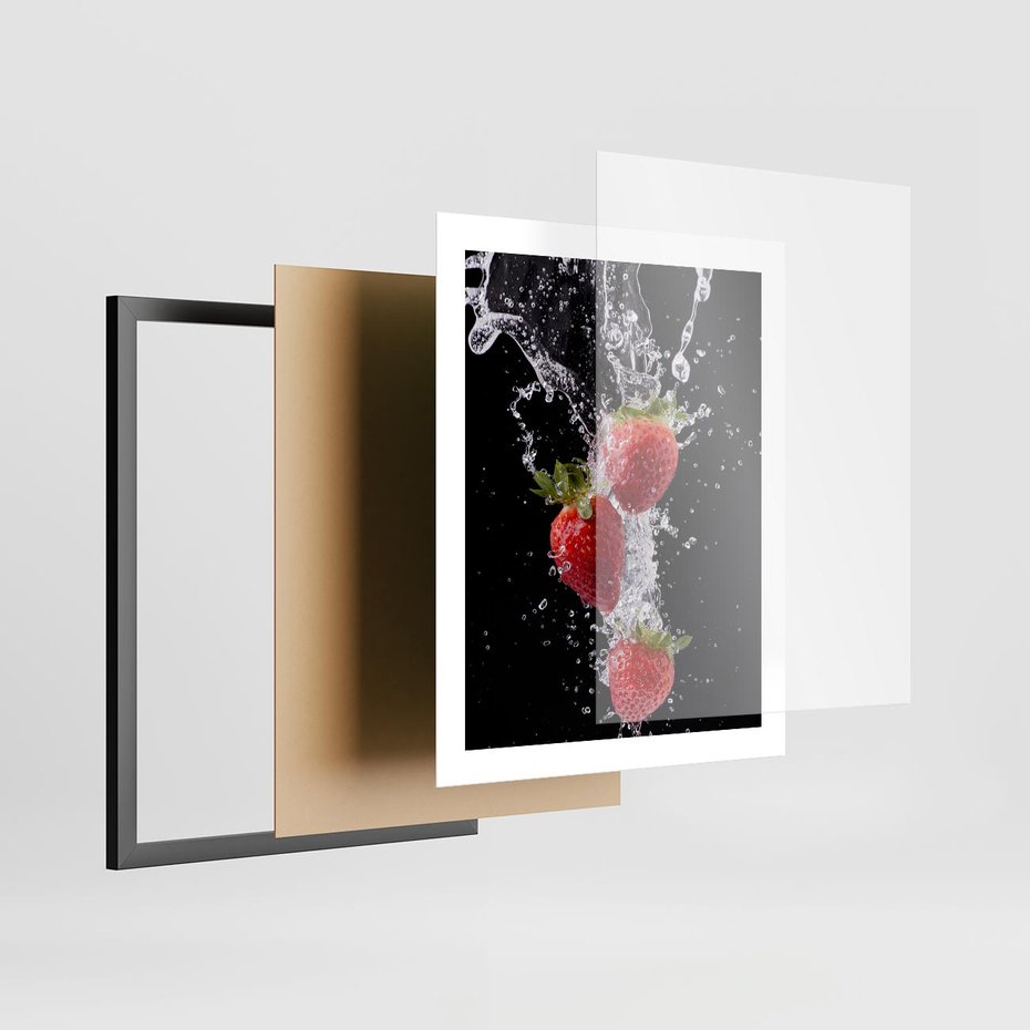 Plakat w ramie 40x50 - Słodki urok truskawek - truskawki, owoce - rama czarna