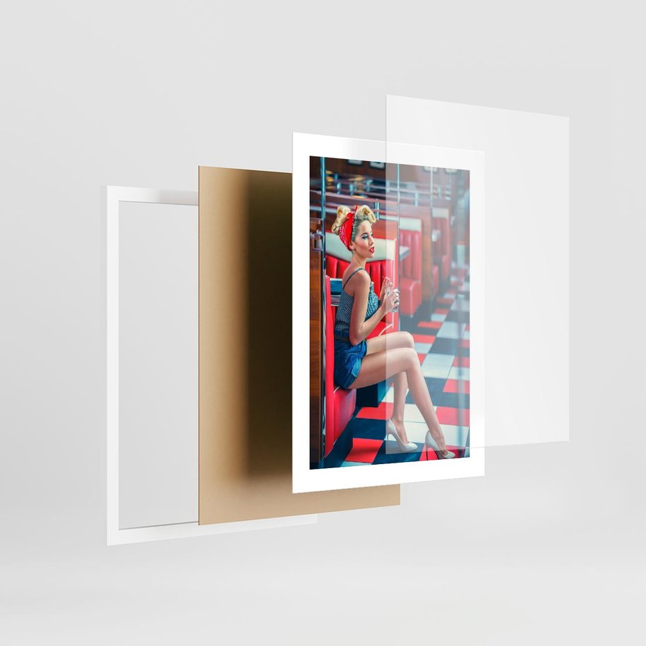 Plakat w ramie 30x40 - Stylowa Elegancja - retro, pinup - rama biała