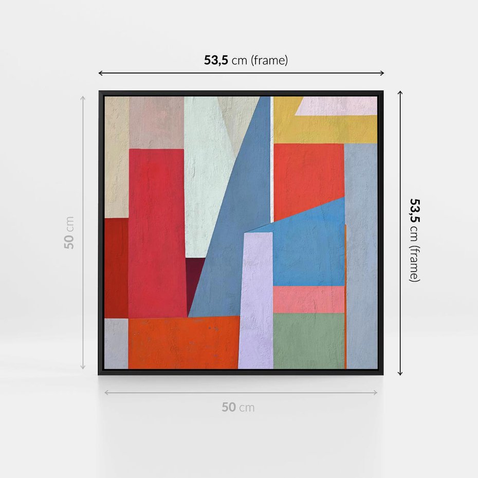 Obraz w ramie 50x50 - Migotliwe Nastroje Kształtów - różne geometryczne formy, olejny obraz - rama czarna