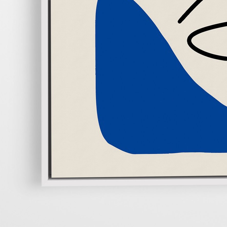 Obraz w ramie 70x100 - Rozbijające Granice Kształtów - abstrakcyjny obraz, przypomina twarz - rama biała