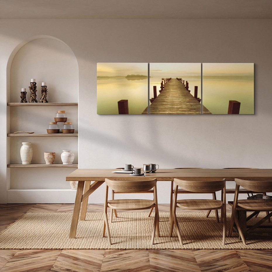 Obraz na płótnie 150x50 - Molo: spacer nad morzem - molo, morze