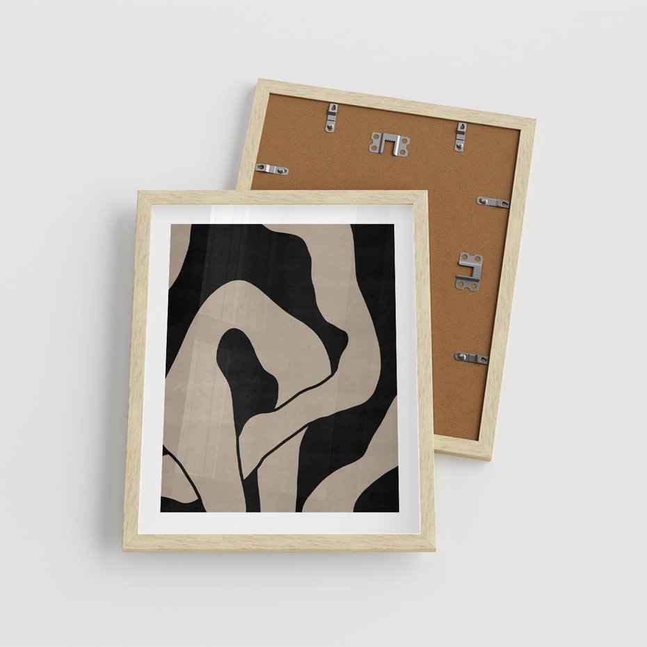 Plakat w ramie 40x50 - Nocne Pochłonięcia - abstrakcyjne linie, mroczny plakat - rama drewno