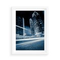 Plakat w ramie 50x70 - Nocne pejzaże miasta - miasto, nocą - rama biała