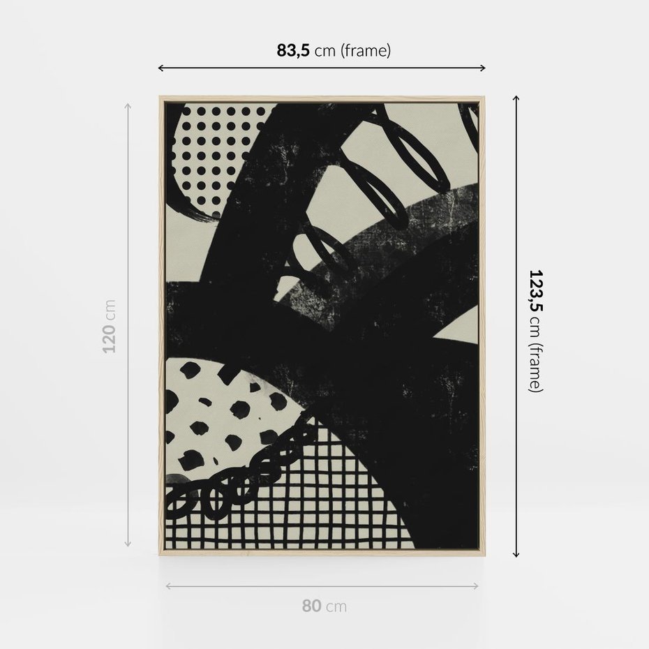 Obraz w ramie 80x120 - Nieznanie Zaskoczenia - bstrakcyjna mroczna kompozycja, nieregularne - rama drewno