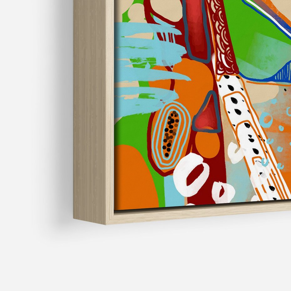 Obraz w ramie 80x120 - Kolorowe Formy - abstrakcyjny portret kobiety, twarz - rama drewno