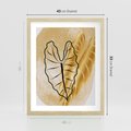 Plakat w ramie 40x50 - Monstera w Złocie - złote liście monstery, grafika - rama drewno