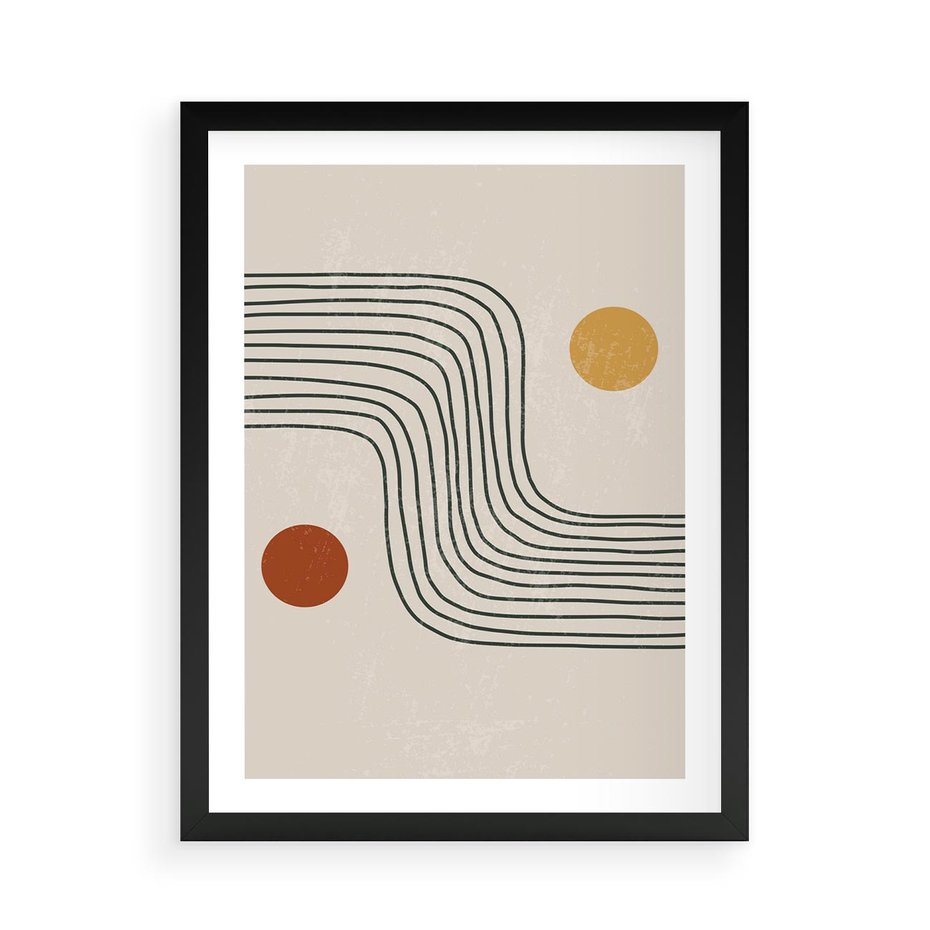 Plakat w ramie 50x70 - Czysta Refleksja - abstrakcyjna sztuka, boho kształty - rama czarna