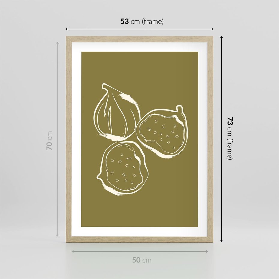 Plakat w ramie 50x70 - Podróżne Barwy - figi, minimalistyczny styl - rama drewno
