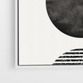 Obraz w ramie 50x50 - Tajemnicza Kompozycja - abstrakcyjne czarno białe formy, minimalizm - rama biała