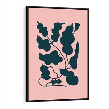 Obraz w ramie 50x70 - Kształty Nieznanego Świata - abstrakcyjne liście, boho styl - rama czarna