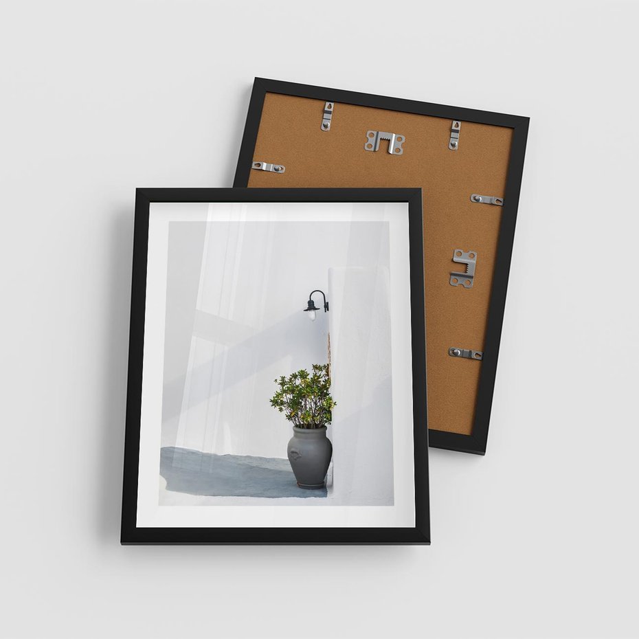 Plakat w ramie 40x50 - Błękitne wybrzeże - Santorini, Grecja - rama czarna