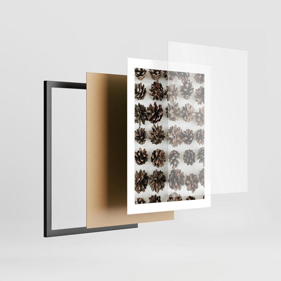 Plakat w ramie 30x40 - Jesienna Tekstura - kompozycja z suchych szyszek, jesienne szyszki - rama czarna