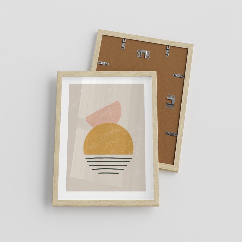 Plakat w ramie 30x40 - Krótka Forma - abstrakcyjna sztuka, boho kształty - rama drewno