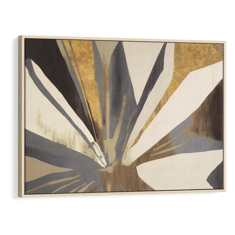 Obraz w ramie 120x80 - Szept roślinnych emocji - olejna abstrakcja, złoto i brąz - rama drewno