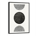 Obraz w ramie 70x100 - Tajemnicza Kompozycja - abstrakcyjne czarno białe formy, minimalizm - rama czarna