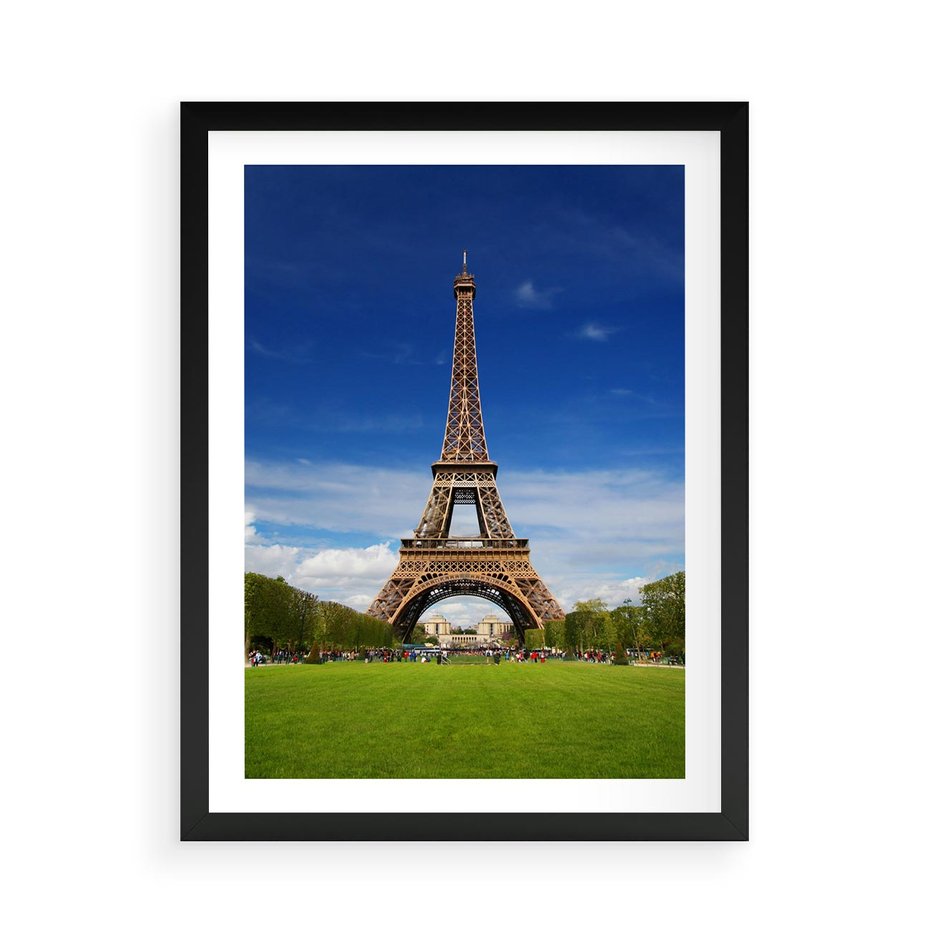 Plakat w ramie 50x70 - Eiffla: symbole Paryża - Eiffla, Paryż - rama czarna