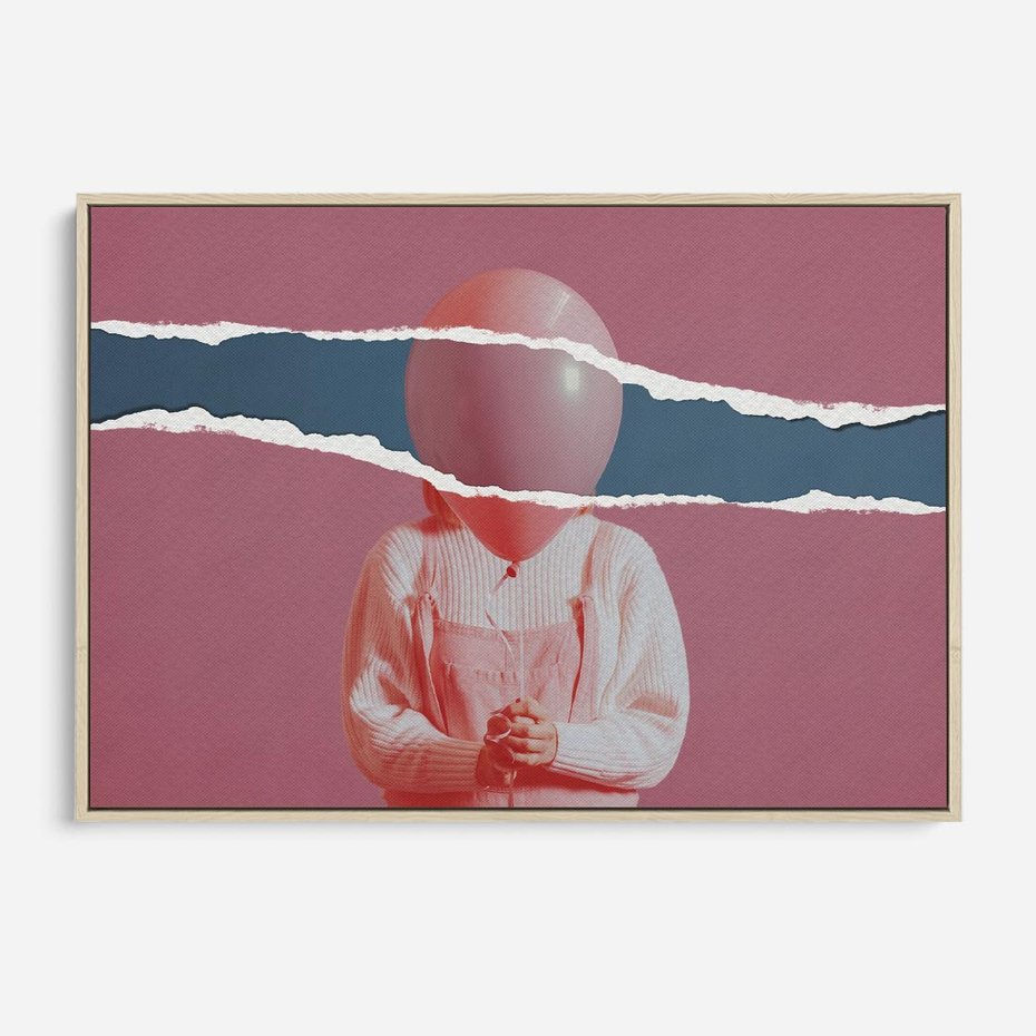 Obraz w ramie 70x50 - Kolaż Wyobraźni - kolaż zdjęć, styl retro - rama drewno