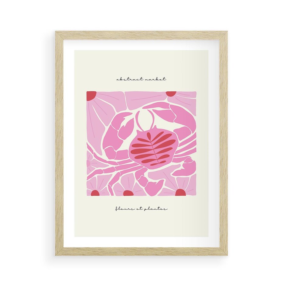 Plakat w ramie 50x70 - Rozświetlone Impresje - abstrakcyjny plakat, krab - rama drewno