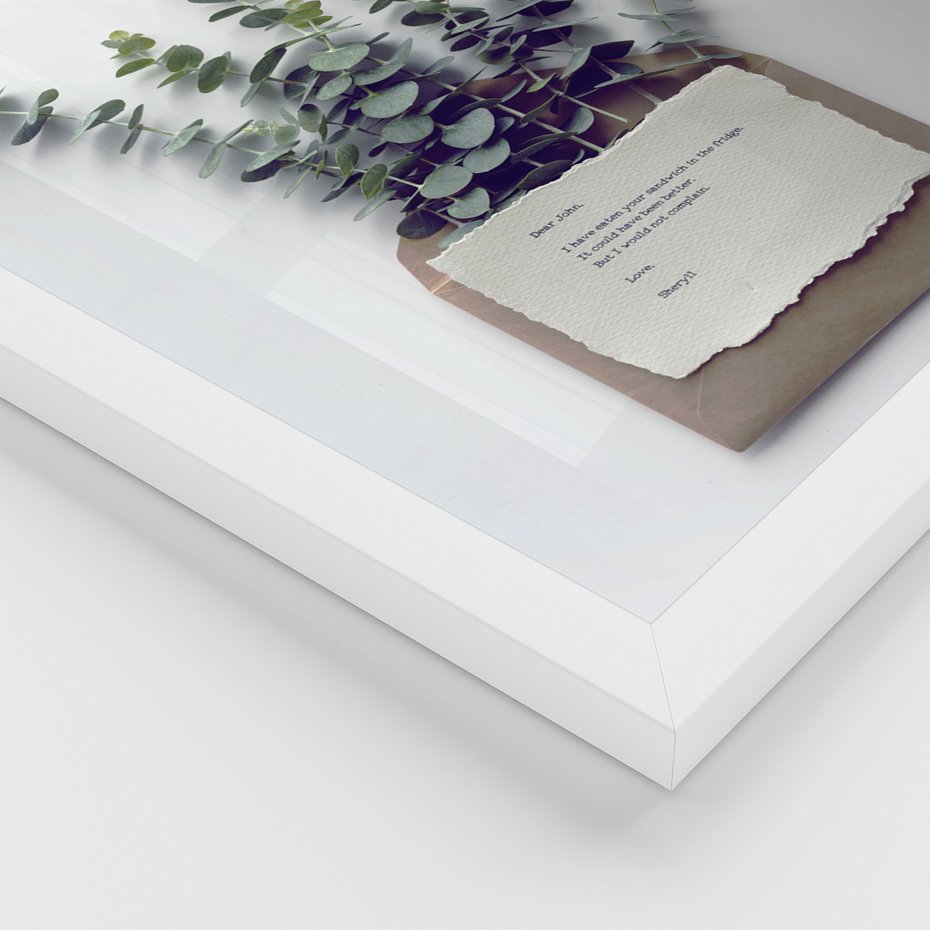 Zestaw obrazy w ramie 40x50 galeria - Eukaliptus, liście, tryptyk, skandynawski - rama biała