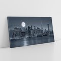 Obraz na płótnie 120x60 - Księżyc nad miastem nocą - księżyc, miasto